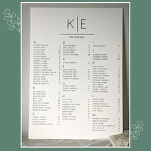 Load image into Gallery viewer, Printed Wedding Seating Chart - A1 Foam Board Sign