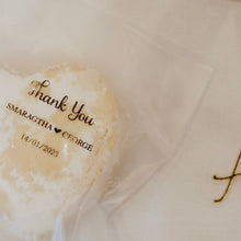 Load image into Gallery viewer, Personalised Foil Stickers for Cookie Favours (from $14 per sheet of 20 stickers)