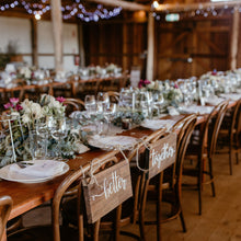 Load image into Gallery viewer, Better Together Rustic Wooden Chair Signs with white vinyl lettering by Delight in me Designs