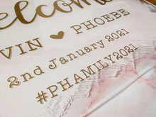 Load image into Gallery viewer, Acrylic Wedding Welcome Sign with Painted Background - Personalised