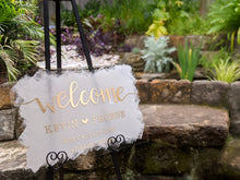 Load image into Gallery viewer, Acrylic Wedding Welcome Sign with Painted Background - Personalised