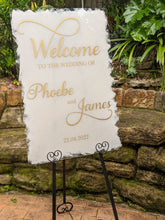 Load image into Gallery viewer, Acrylic Wedding Welcome Sign with Painted Background - Personalised