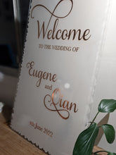 Load image into Gallery viewer, Acrylic Wedding Welcome Sign with Painted Background - Personalised