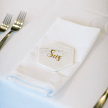 Load image into Gallery viewer, GOLD - Personalised Marble Coaster Wedding Favour Bomboniere &amp; Place Card
