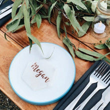 Load image into Gallery viewer, ROSE GOLD - Personalised Marble Coaster Wedding Favour Bomboniere &amp; Place Card
