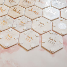 Load image into Gallery viewer, ROSE GOLD - Personalised Marble Coaster Wedding Favour Bomboniere &amp; Place Card
