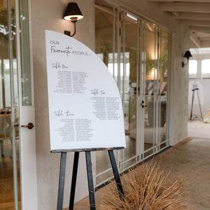 Minimalist & Monochrome Matte White Acrylic Half-Arch Seating Plan - UP TO 100 GUESTS