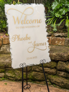 Acrylic Wedding Welcome Sign with Painted Background - Personalised