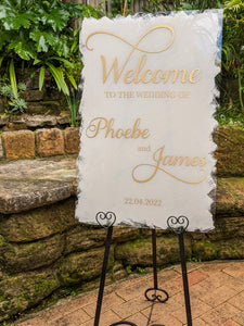 Acrylic Wedding Welcome Sign with Painted Background - Personalised