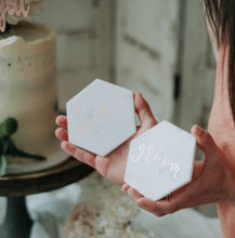 Load image into Gallery viewer, 10 x Personalised Marble Coaster Gifts / Wedding Favours / Bomboniere / Place Cards (from $8.25ea)
