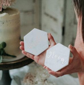 10 x Personalised Marble Coaster Gifts / Wedding Favours / Bomboniere / Place Cards (from $8.25ea)